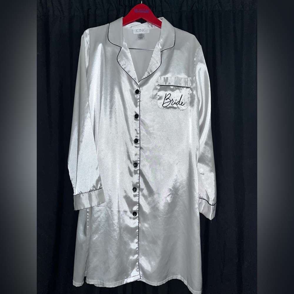Icing Silver Satin Bride Pajama Shirt